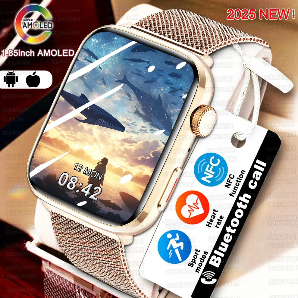 

2025 New For iOS Health Smart watch Custom cover Women Blood oxygen Menstrual Sleep Tracking NFC HD Bluetooth Call Smart Watch