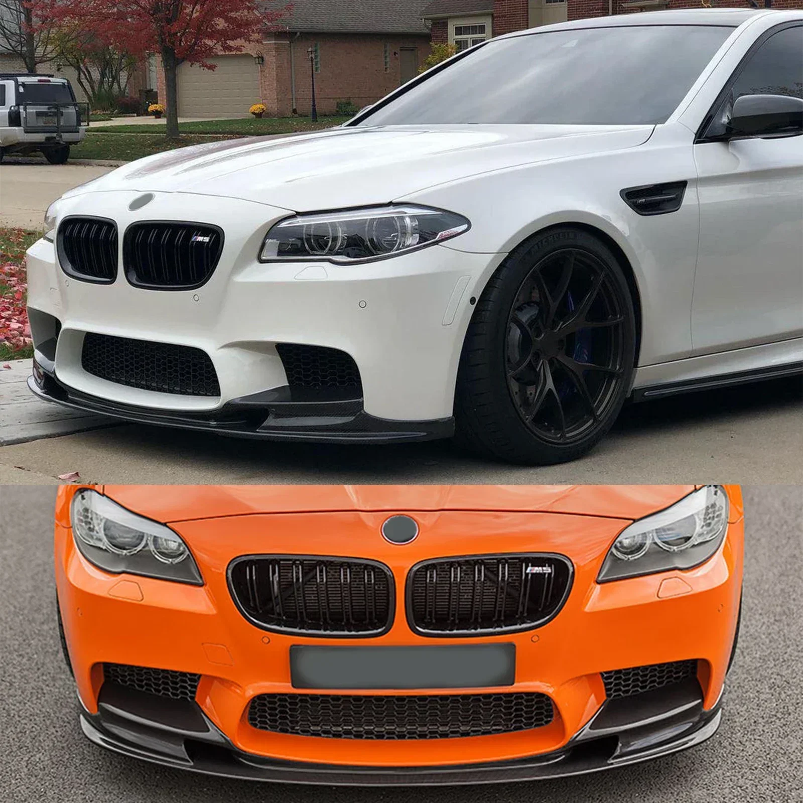 4PCS For BMW F10 M5 2012-2016 Car Front Bumper Lip Spoiler Lower Air Vent Corner Side Splitter Cover Guard Body Kit