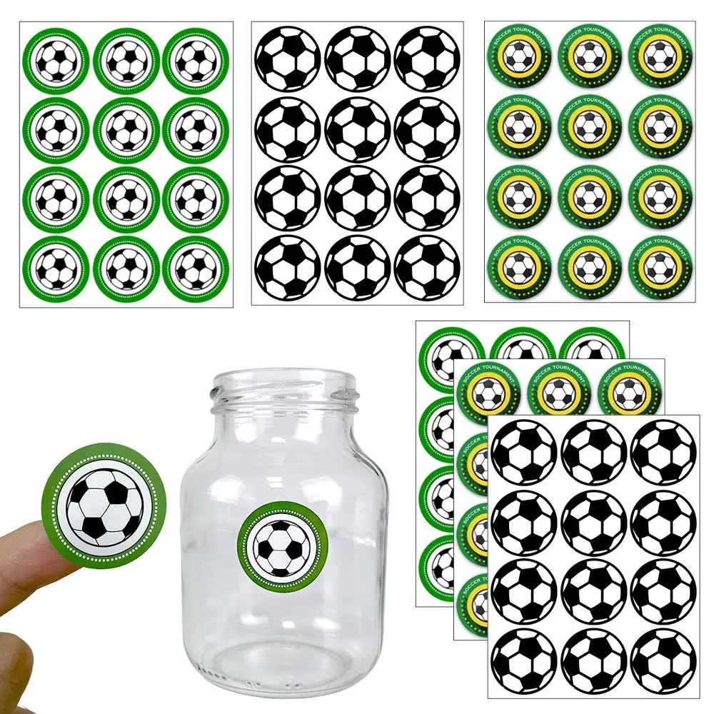 60pcs Soccer Stickers Sports Football Cartoon Decal Self-Adhesive Seals for Water Bottles Scrapbook Soccer Birthday Party Decors