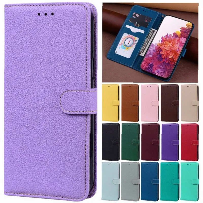 Slim Leather Wallet Case for Samsung for Galaxy A52s 5G A12 A32 A72, Candy Color Phone Cover with Card Slots