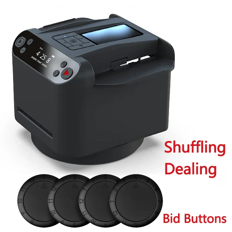 Auto Card Shuffle Dealer Machine 360° Rotating Shuffling 2 In 1 Playing Cards Dealing Tool Games Poker Device With Bid Buttons