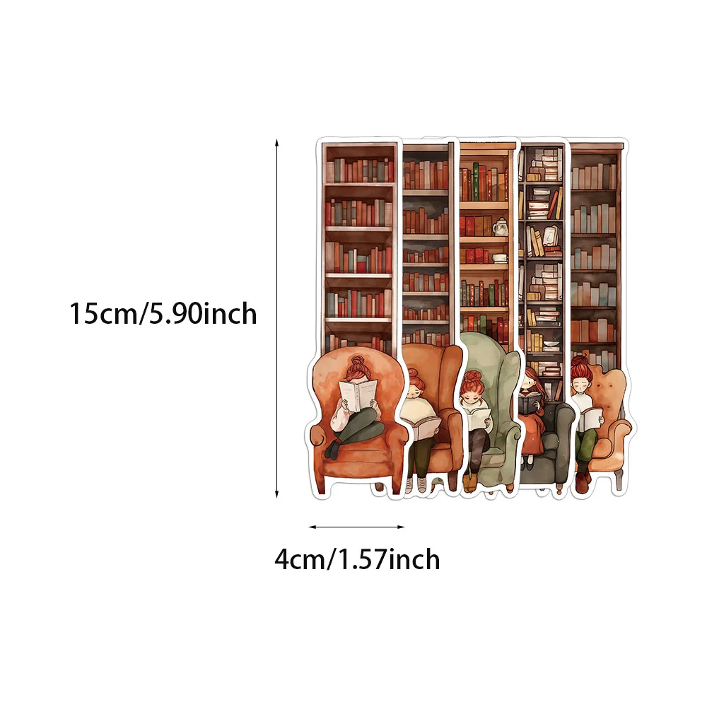 30Pcs Cartoon Girl Reading Series Simple Handheld Art Creative Material Ins Reading Paper Bookmark DIY Bookmarks