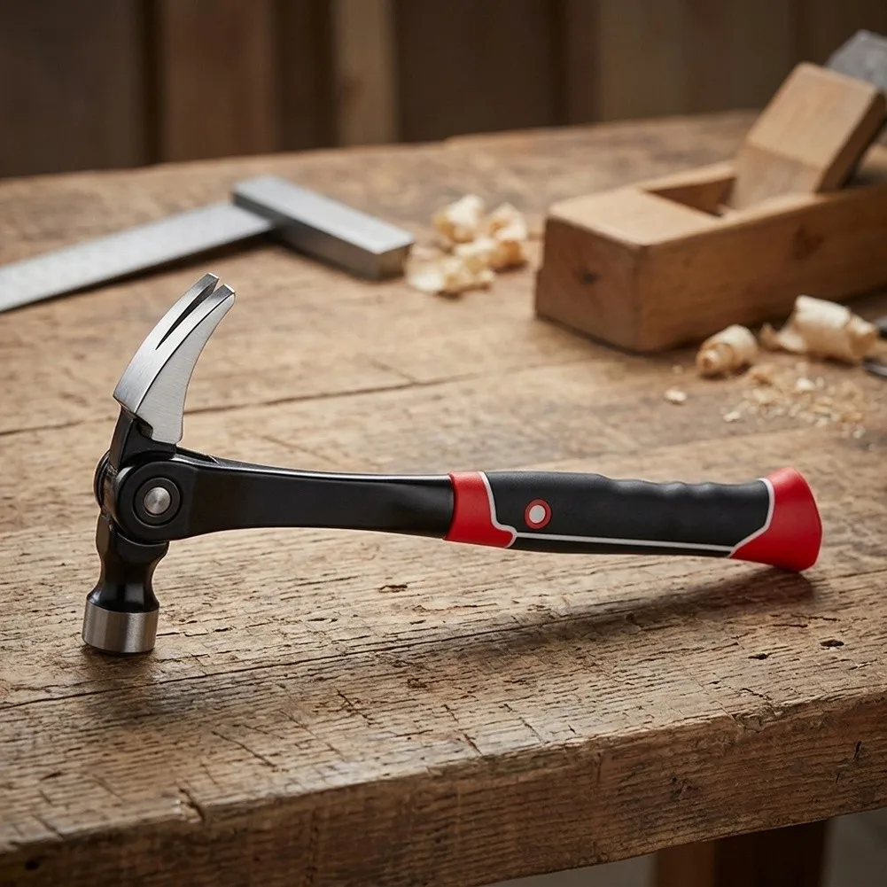 Claw Hammer 35.5cm Adjustable Multi Angle with Magnetic Nail Holder Comfort Grip for Carpentry Renovation and DIY Use
