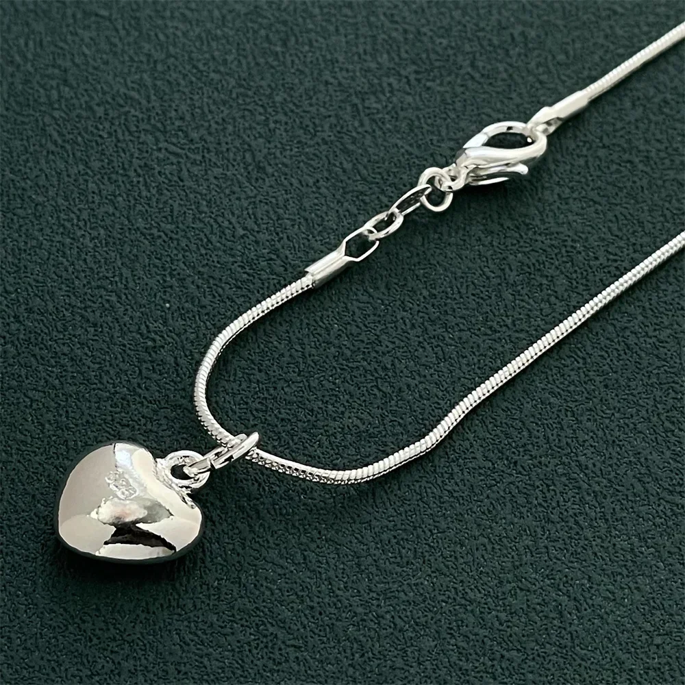 Hot new 925 sterling silver jewelry classic little heart pendant with snake bone chain necklace for women party Anniversary gift