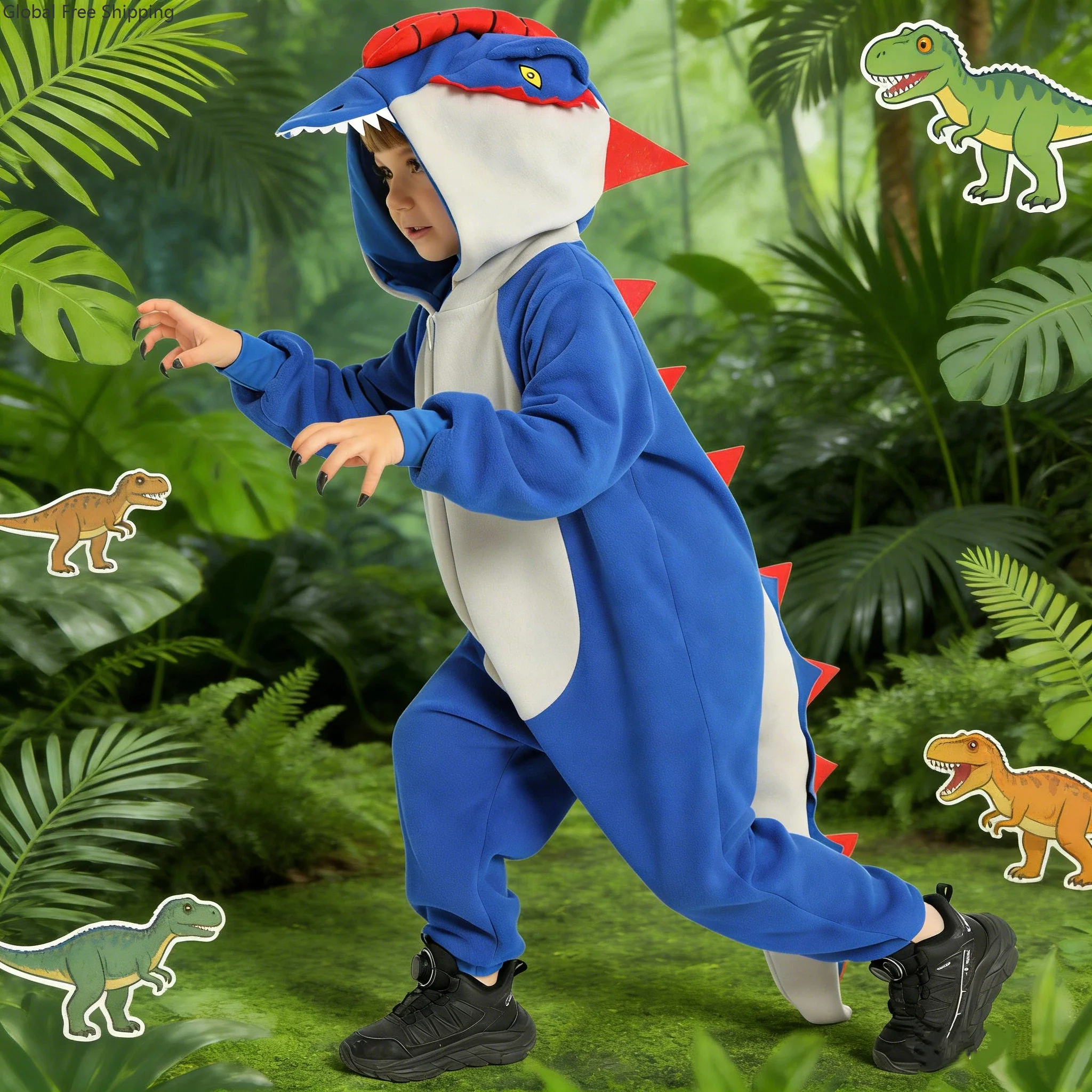 

Костюм-комбинезон для детей на Хэллоуин: плюшевый динозавр Диметродон, теплый карнавальный наряд для косплея и выступлений