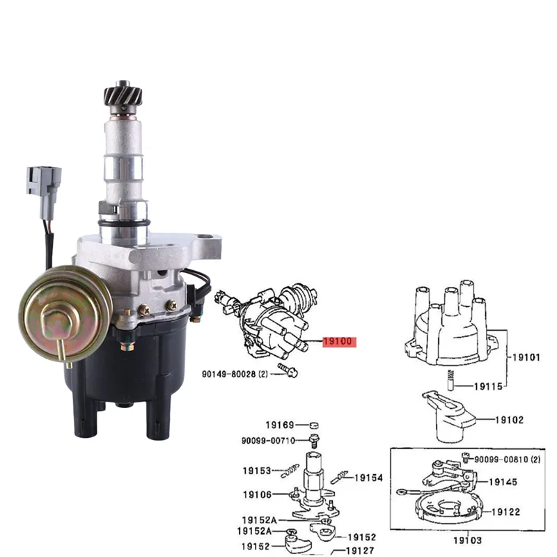 

Car Ignition Distributor Assy 19020-75060 19020-75041 For Toyota Hiace RZH103, RZH113, RZH125 2RZ 1989-2001 1902075040