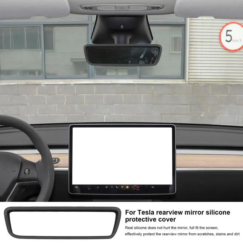 Espelho retrovisor capa protetora Frame, antiderrapante Decoração Acessório, Espelho Retrovisor, Tesla Modelo Y, 3