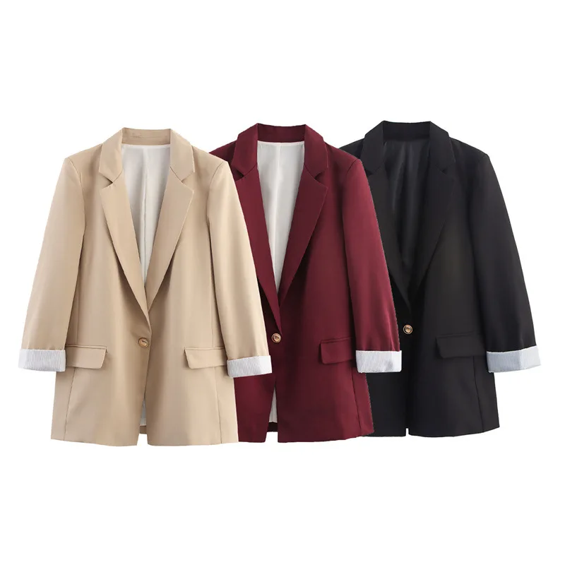 Autumn New Fashion Simple Print Cuff Blazer