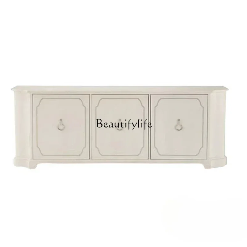 

LX*American light luxury solid wood TV cabinet neoclassical foyer small apartment side locker