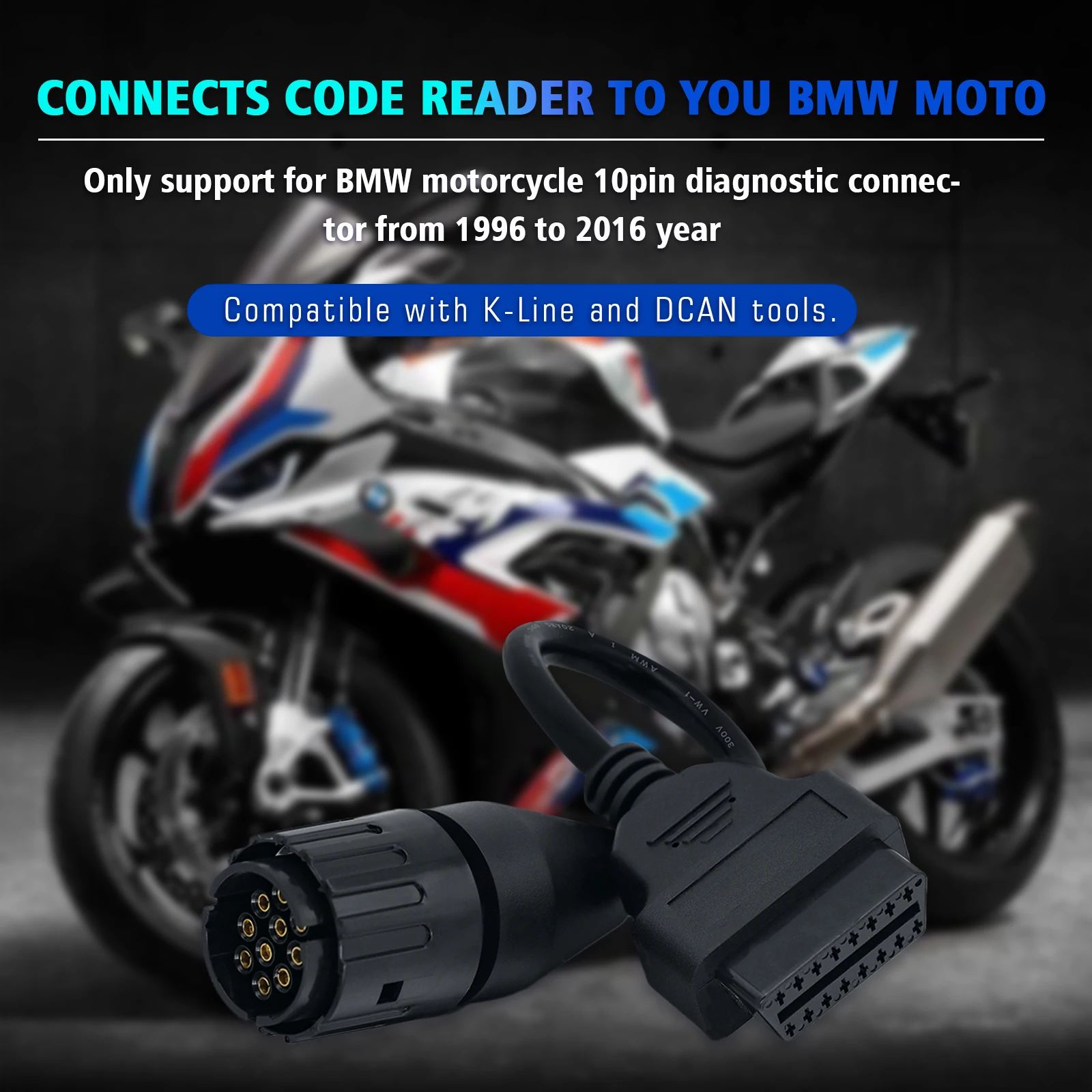 Для for BMW ICOM 10 - контактного адаптера OBD2 кабель OBDII Мотоцикл K-Line DCAN снимите диагностический разъем перепрограммированного адаптера