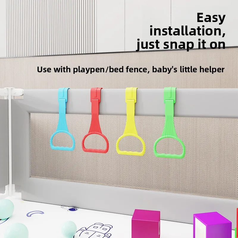 Somenie Baby Learning To Stand with A Pull-tab Game Fence Children's Walking Learning Hand-pull Ring, Infant Bed Fence Accessory