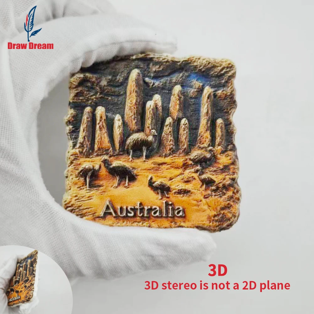 1 Stück Australischer Kreativer 3D-geprägter Kühlschrankmagnet, Weltreise-Souvenir-Kollektion, Geeignet für Heim- und Bürodekoration, Personalisierter Exklusiver Reise-Souvenir-Magnet, Heimdekoration,