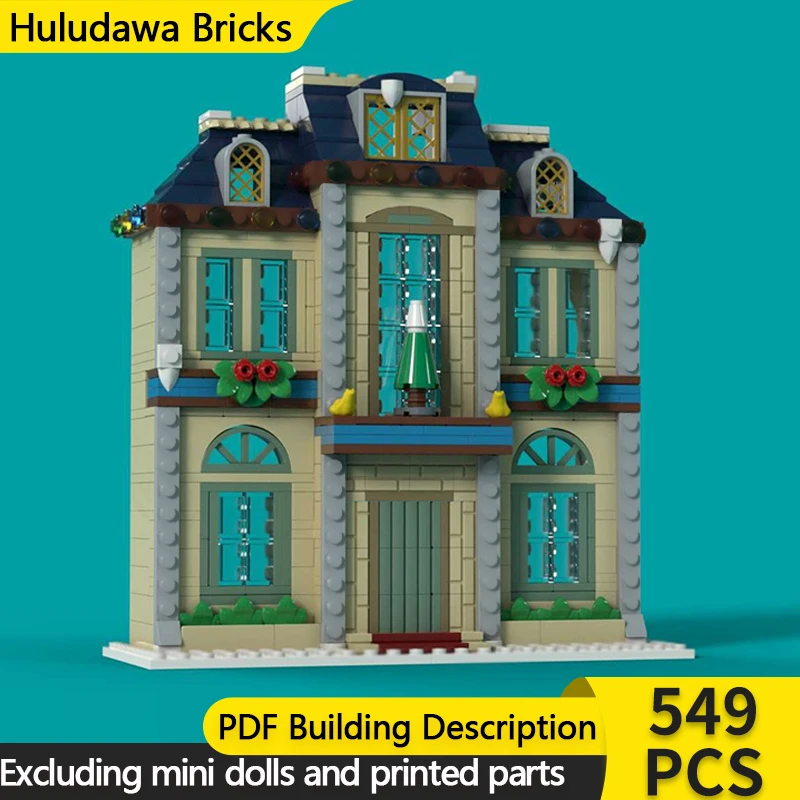 

Модель City Street View MOC, строительные кирпичи, зимняя деревня, отель, модульная технология, детские праздничные подарки, сборные игрушки, костюм