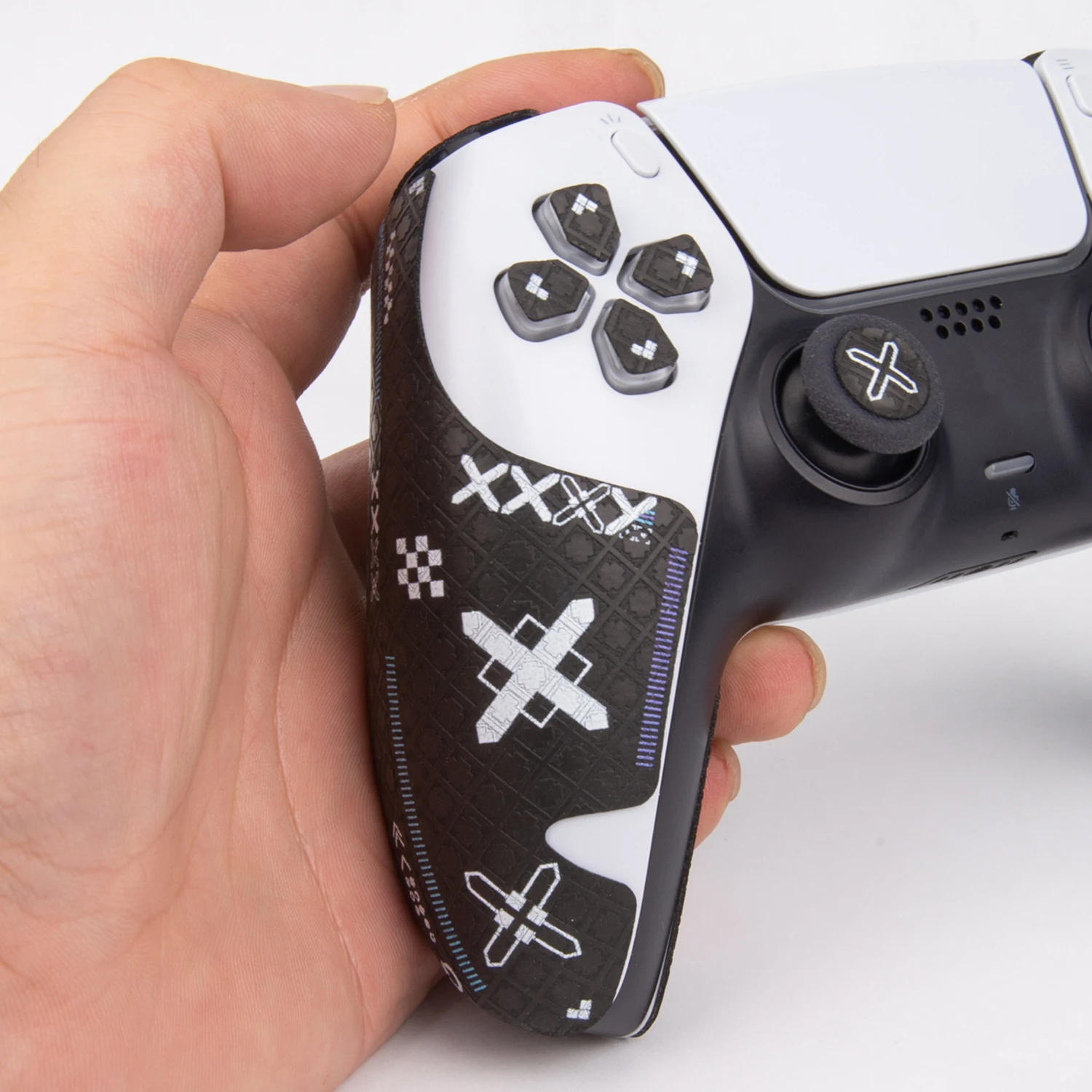 FINALORD Controller pita pegangan Anti selip kompatibel dengan gagang Playstation 5 DualSense/PS5, tombol, pemicu (Cetakan silang-hitam)