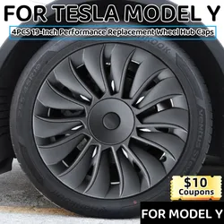 4PCS 19 Inch Wheel Hub Caps for Tesla Model Y 2018-2023 Wheel Cover Performance Automobile Replacemen Full Rim Cover Accessories