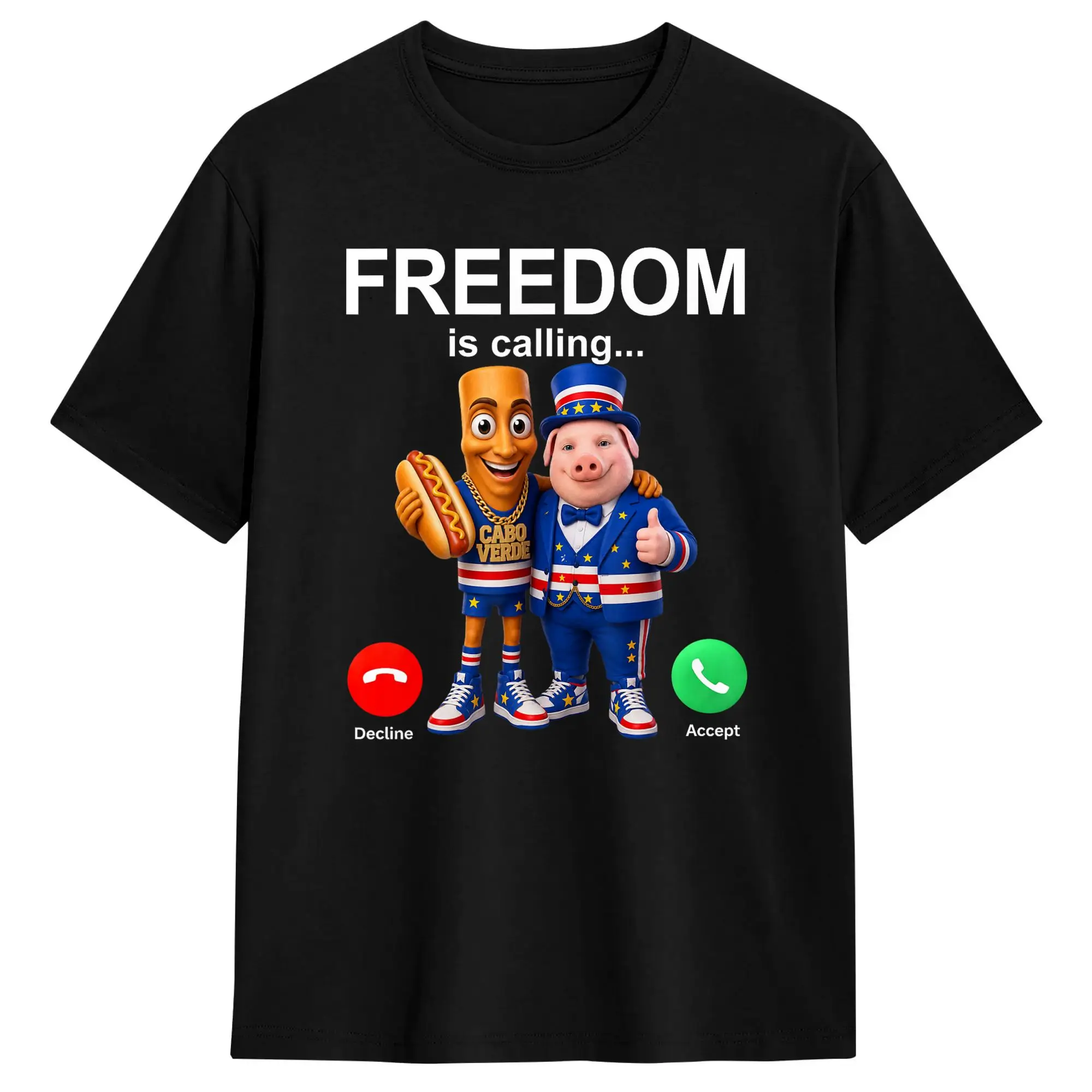Tung Sahur John Pork Cape Cabo Verde Brainrot Meme Men's T Shirt  Novelty Tees Short Sleeve Round Neck T-Shirt Cotton Adult Tops