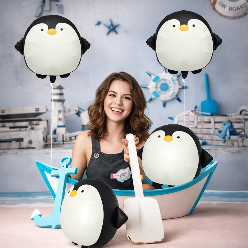 5 matte runde Pinguin-Ballons, Party-Ballons, Geburtstags-Ballons, Foto-Requisiten, geeignet für Geburtstagsfeiern, Pinguin-Themenpartys, Feiertagsdekorationen, Familienfeiern, Winter-Themenpartys, Jubiläumsbankette, Cartoon-Ballondekorationen – Detail 3