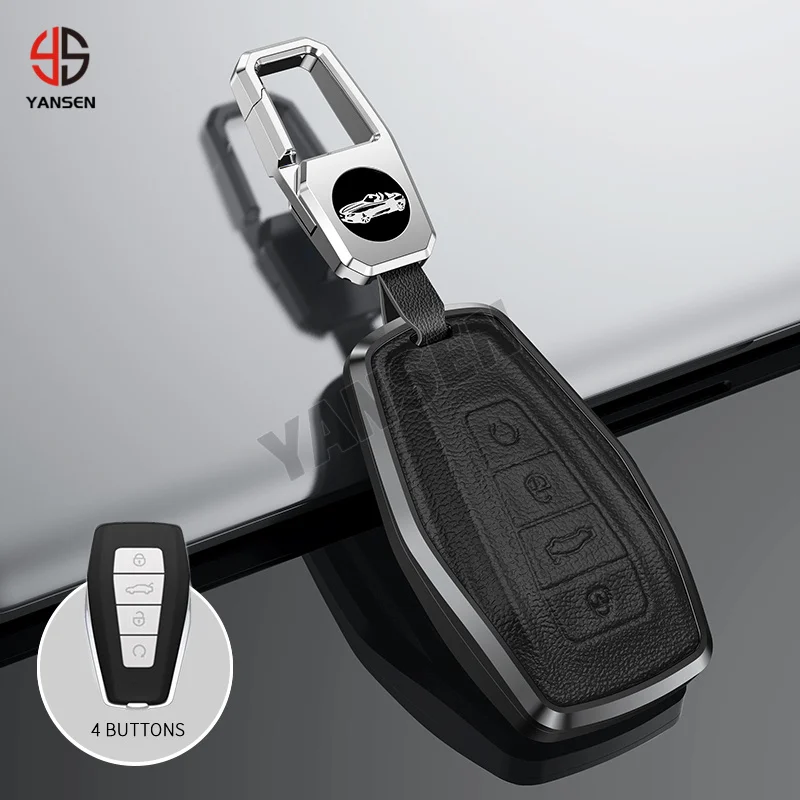 

For Geely Emgrand X7 EX7 SUV GT GC9 Borui Coolray Atlas Aluminum Alloy Leather Key Holder Case Cover Shell Keychain Accessories