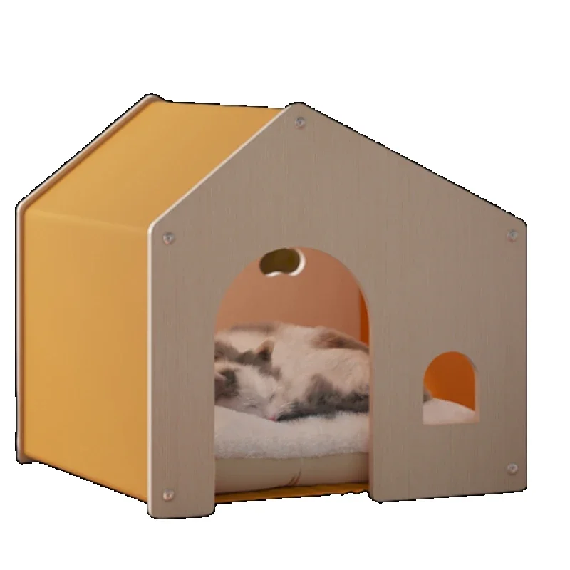 

Tiny Prefab House Dog Crate Camping Furniture Wood Beds Villa Dog Crate Live Home Modular Niche Pour Chien Pet Products