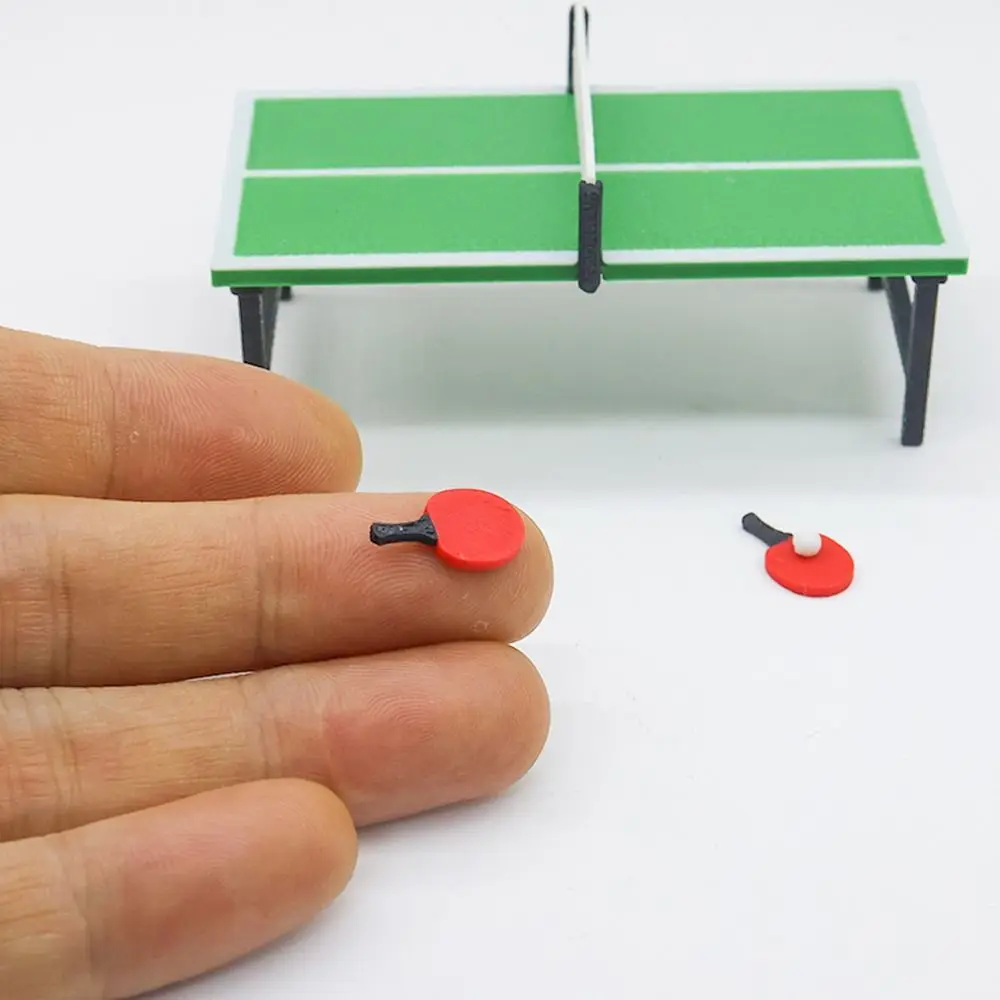 1/12 Dollhouse Table Tennis Colorful Scene Model Basketball Hoop Photo Props Micro Landscape Mini Ping Pong Table House Sport