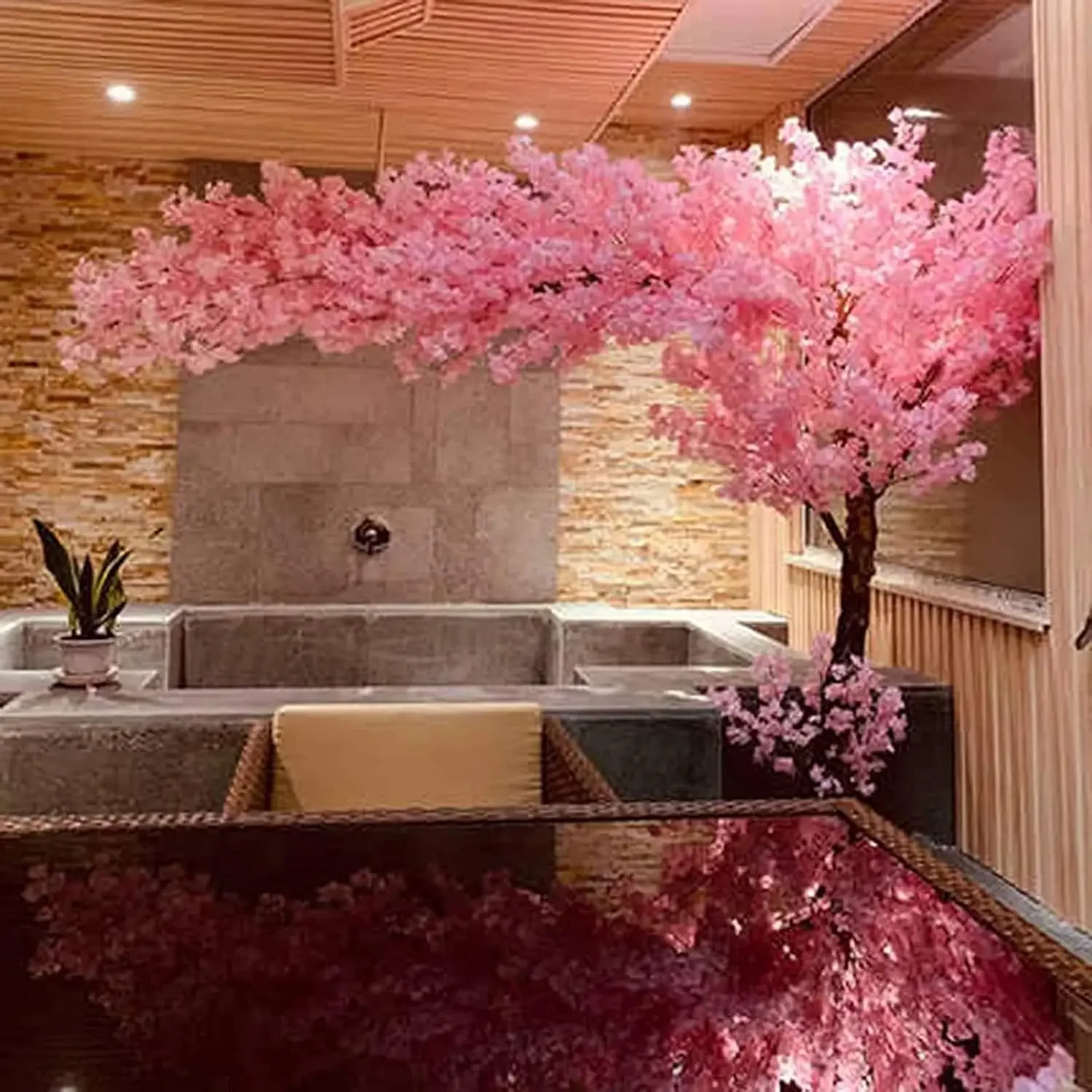 Artificial Cherry Blossom Trees Arch Pink Fake Sakura Flower Home Office Party Wedding Decoration(5FT Tall/3.3FT Width)