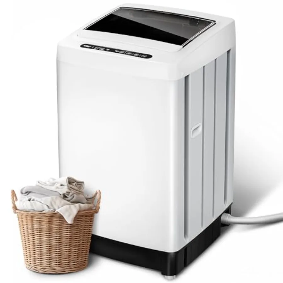 

Портативная стиральная машина на 20 фунтов, полностью автоматическая, с верхней загрузкой, 10 программ стирки, с дренажным насосом, для ванных комнат, общежитий, автодомов, серая