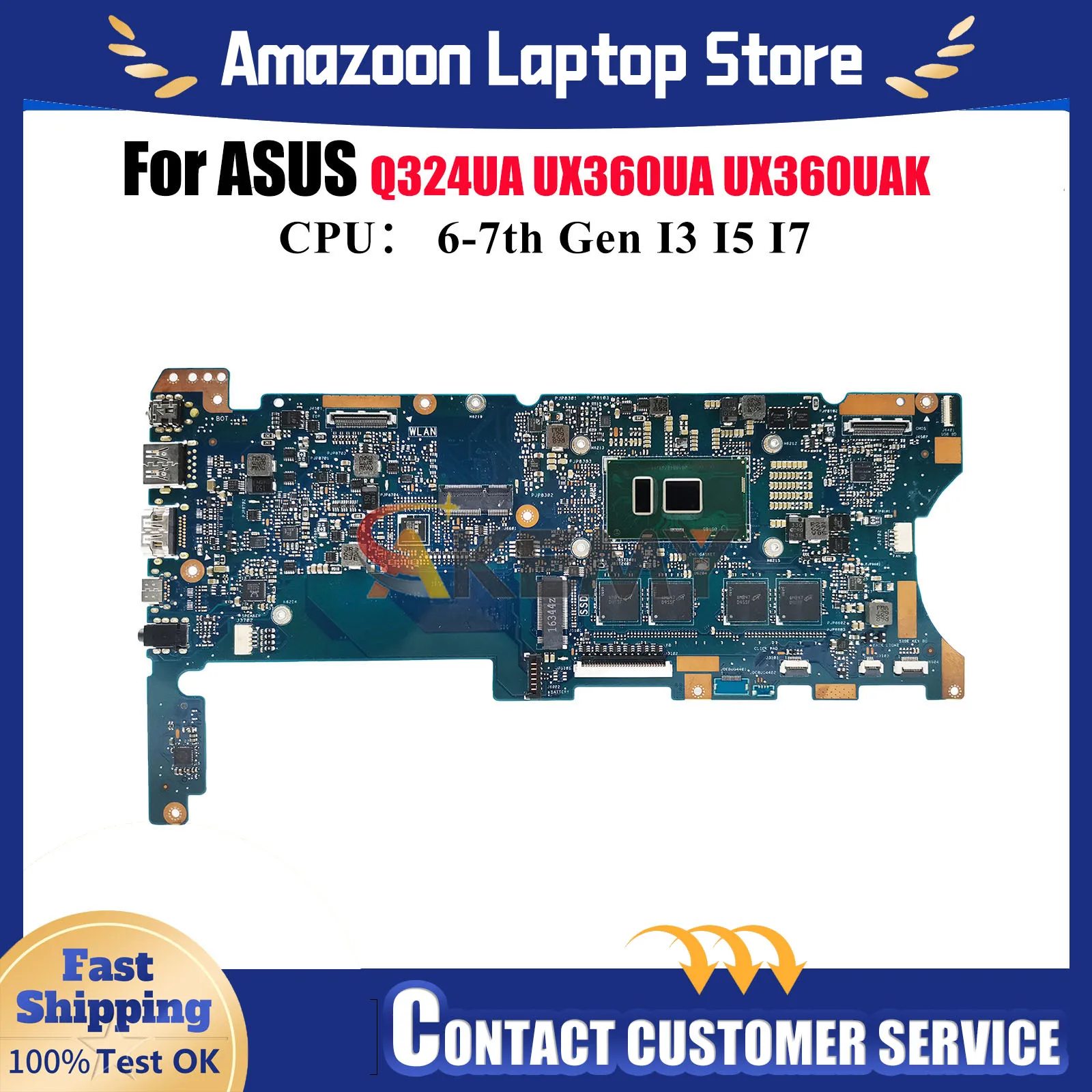 

Материнская плата UX360UA для ноутбука ASUS ZenBook Q324UA UX360UA UX360U UX360UAK, материнская плата для ноутбука с процессором I3 I5 I7, тест ОК, быстрая доставка
