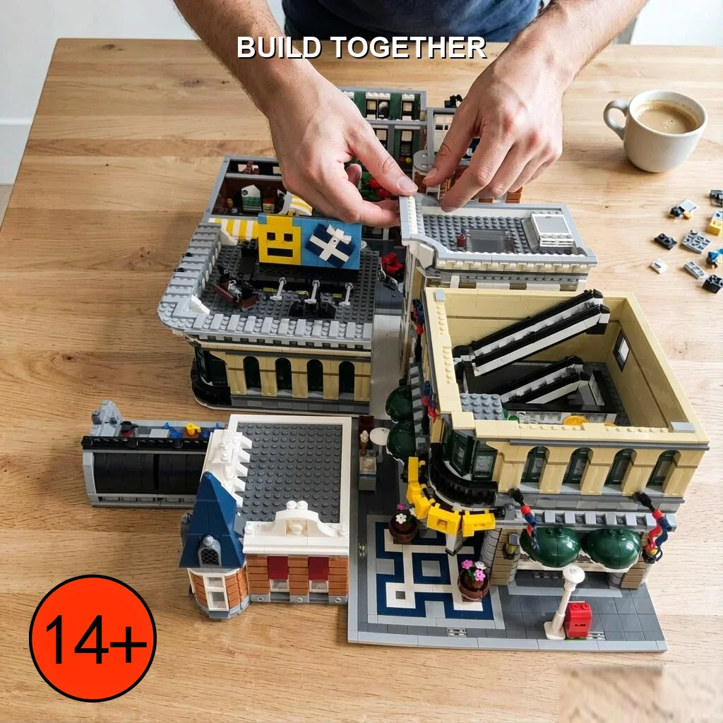 Modular City Street Boutique Hotel Bricks Bank Building Blocks Set 4002PCS Assembly Square Grand Emporium Model DIY Assembly Kit for Adult Collectors and Architecture Fans Home Office Desk Decor Gift
