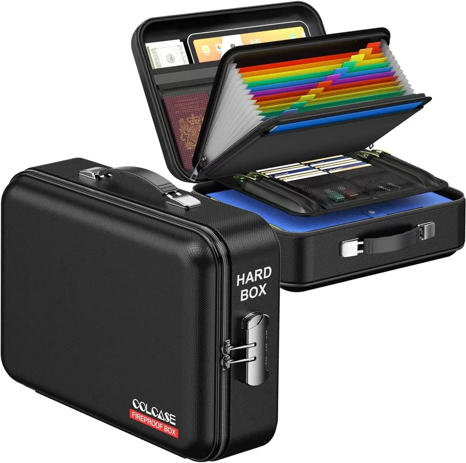 

Fireproof Waterproof Lock Box for Documents, Laptops, Passports - Hard-Shell Design Safe Organizer