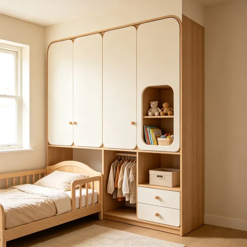 Customizable Durable Modern Bedroom Children's Wardrobe Desk Bookcase Closet Set Easy Assembly Apartment Hotel Villa Use