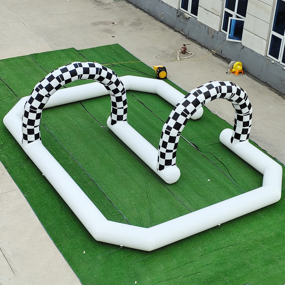 

Airtight Inflatable Race Bumper Race Car Track Go Kart Track Checkered Inflatable Speedway tobogán infantil Juegos Inflables