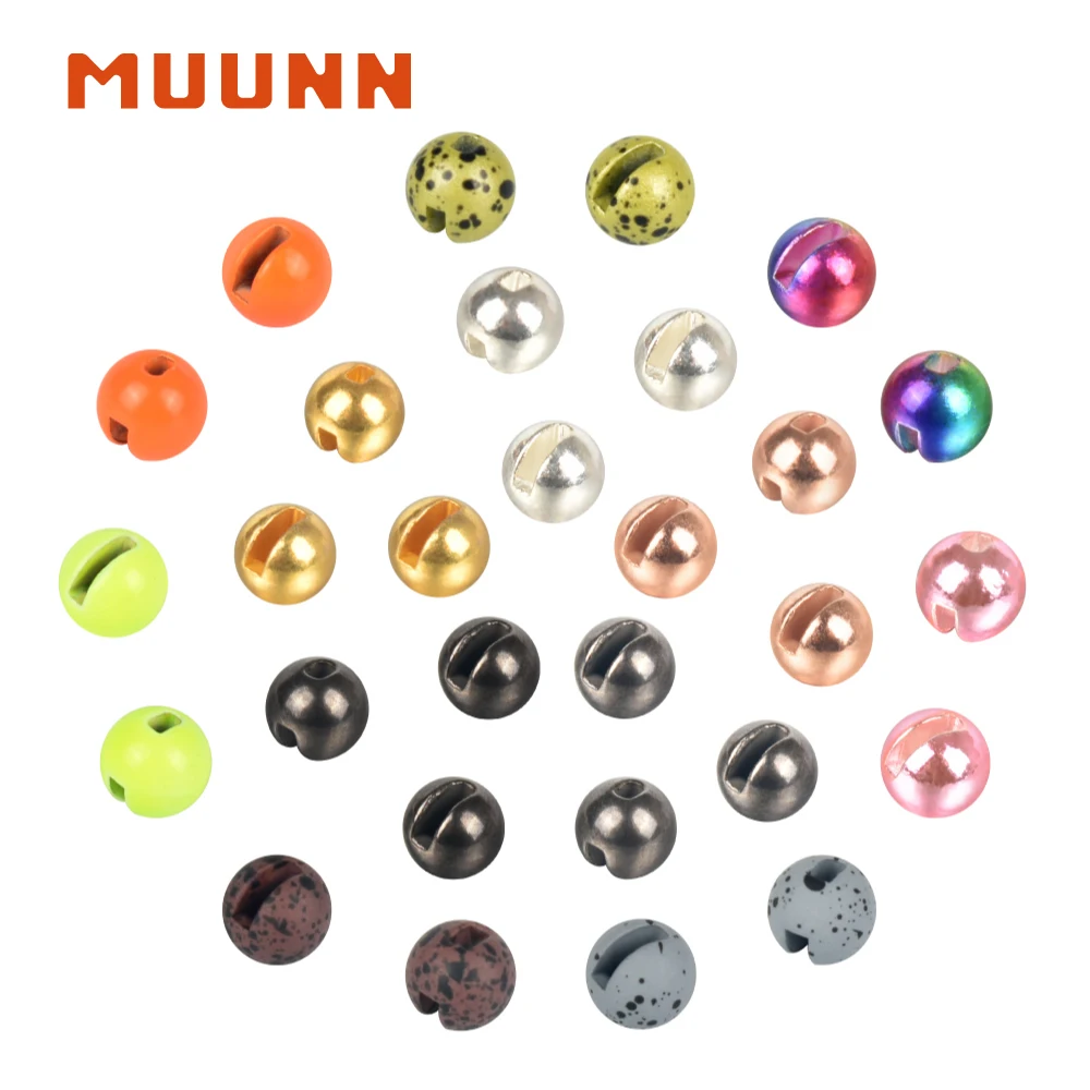 MUUNN 100pcs Tungsten Slotted Beads 2.0-3.8mm,Fly Tying Material Multi-Color Trout Perch Catfish Hooks DIY Fly Fishing Tackel