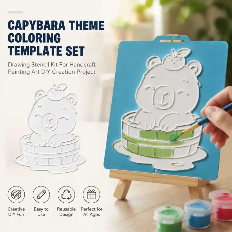 Capybara Theme Coloring Template Set Drawing Stencil Kit For Handcraft Painting Art DIY Creation Project