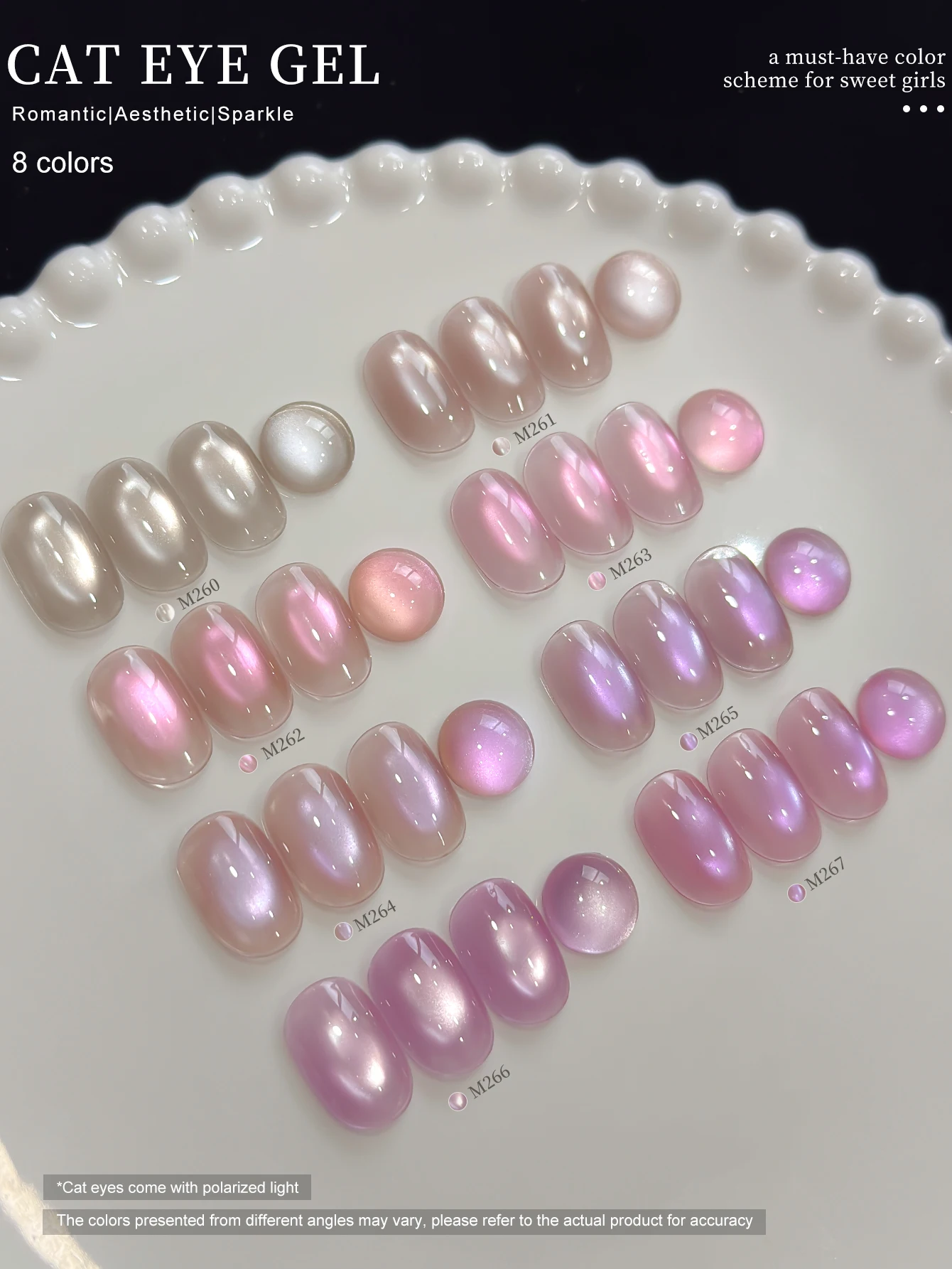 XEIJAYI 8pcs 15ml Pink Cat Eye Gel Nail Polish Set Starter Pure Soak Off No Wipe Nail Gel Polish Suitable