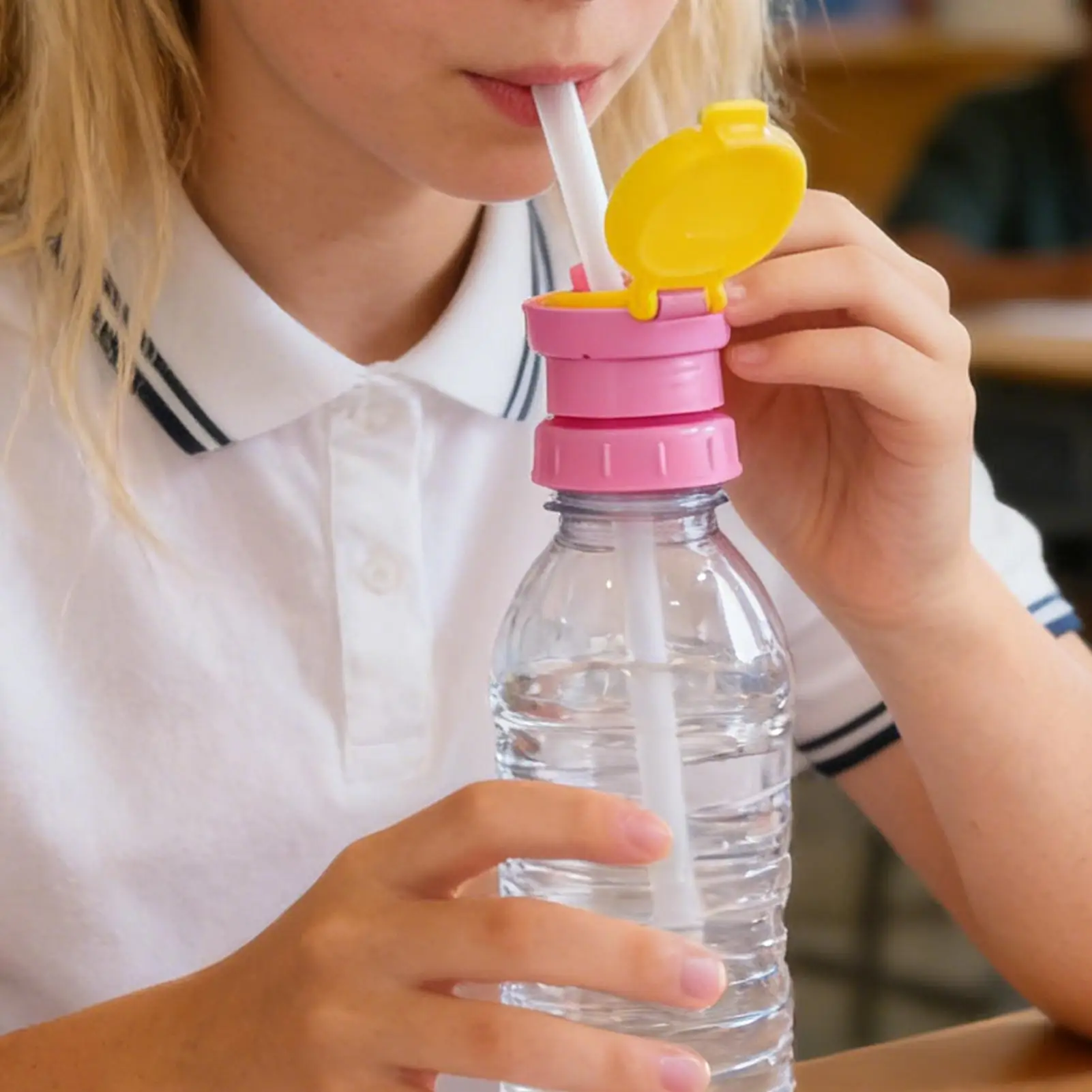 1 Stück Auslaufsicherer Flaschenverschluss für Saft, Limonade und Wasser mit Strohhalm - Sicherer Trinkverschluss für Kinder – Detail 10
