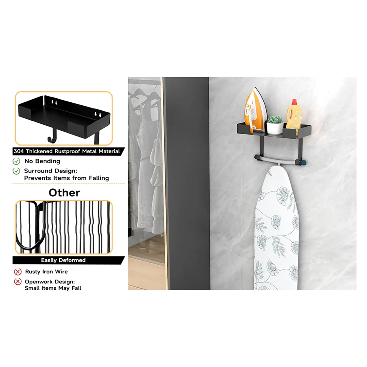 Bügelbrett halter Wand halterung, Bügelbrett Kleiderbügel Wand halterung Bügelbrett Lagerung, Eisen brett Wand halterung für Räume