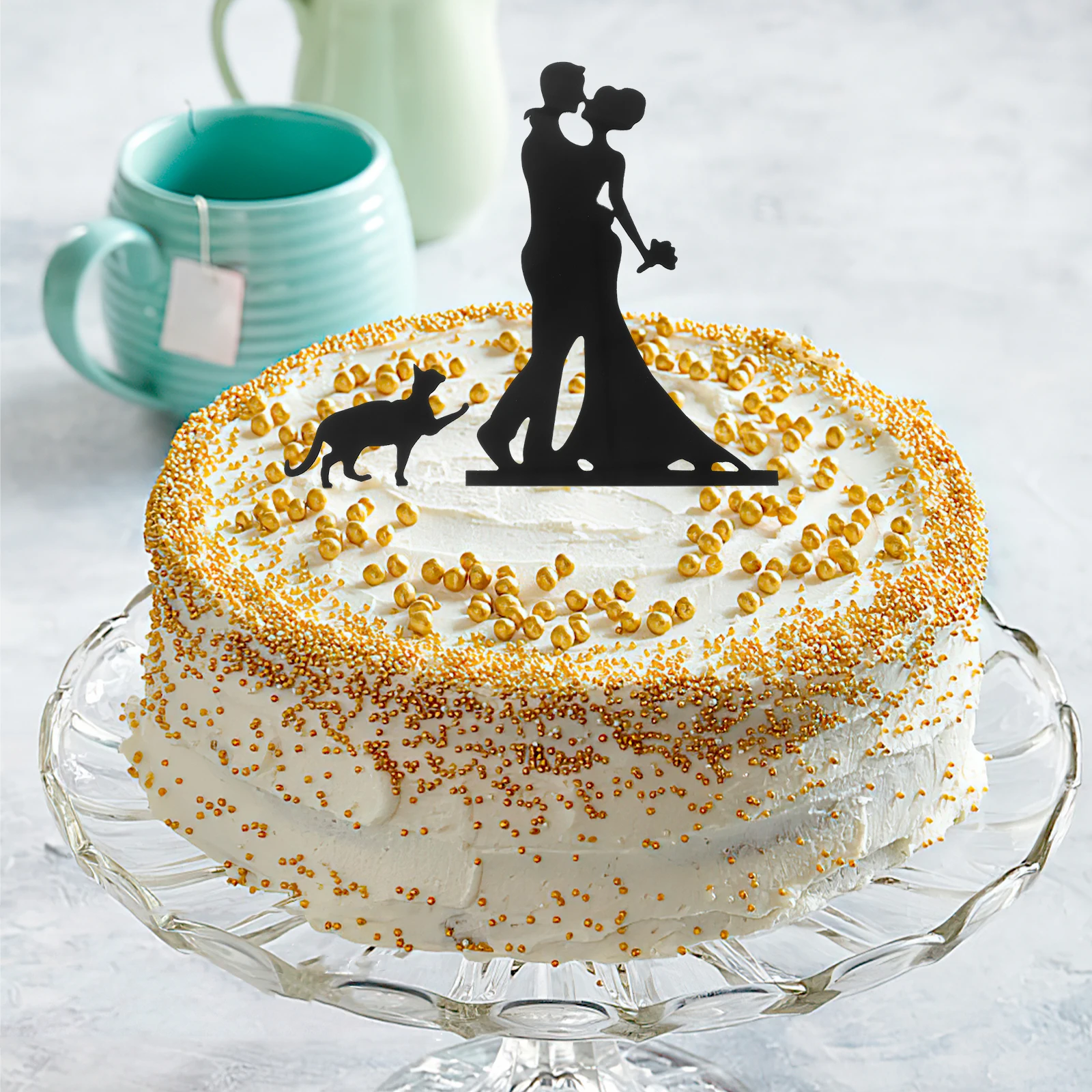 

Bride Groom Acrylic Cake Topper 17 6x10 3cm Black Wedding Birthday Anniversary Decorations Party Banquets Gatherings