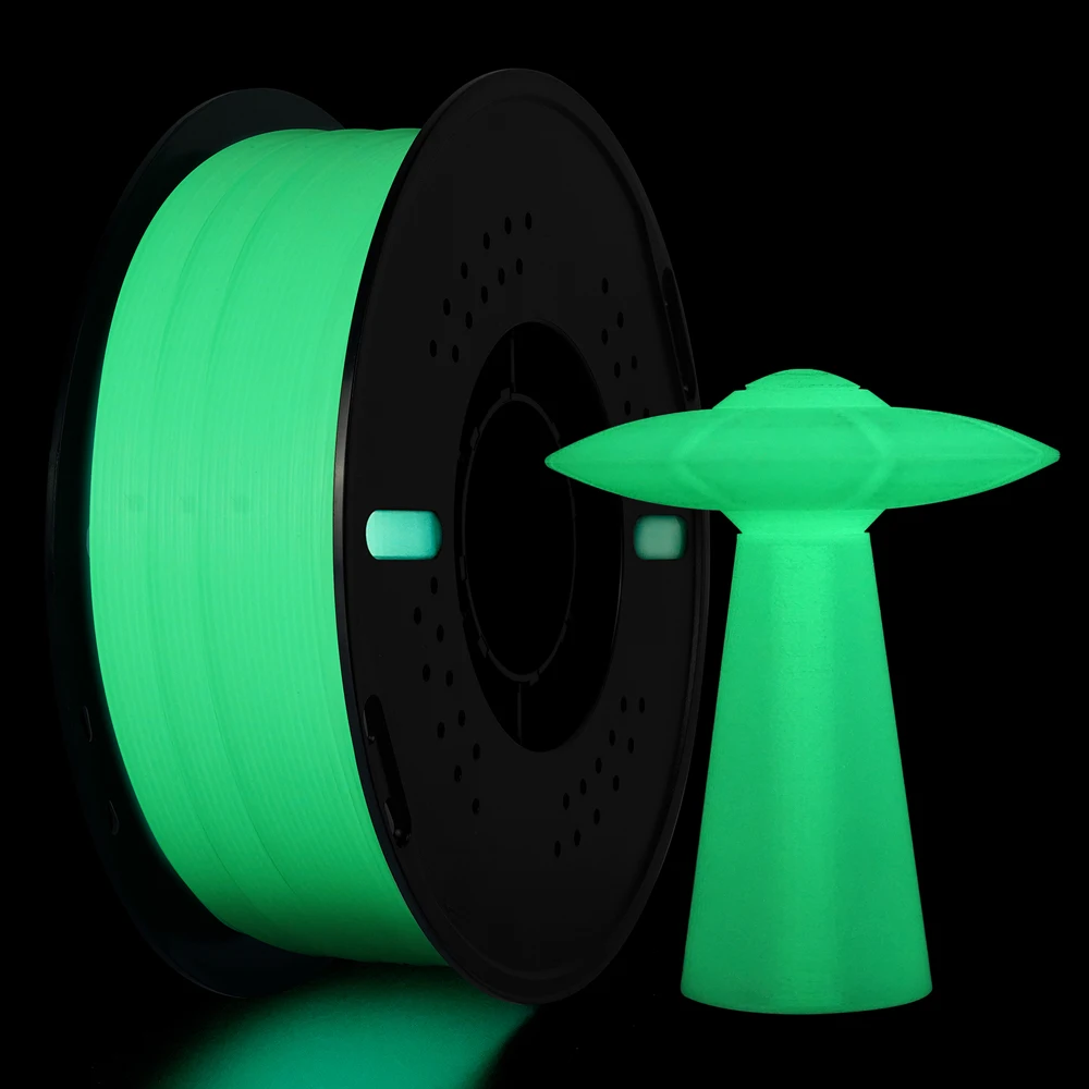 KINGROON Glow PLA Filament 1,75mm 1kg 2kg, grün-blaues, im Dunkeln leuchtendes 3D-Drucker-Filament, leuchtendes Farbwechsel-PLA-Plastik, am besten geeignet für UV-Lampen, passend für die meisten FDM-3D-Drucker, 1KG Spule (2,2Lbs), dieses Filament absorbiert Licht und gibt ein wunderschönes Licht ab. – Detail 2