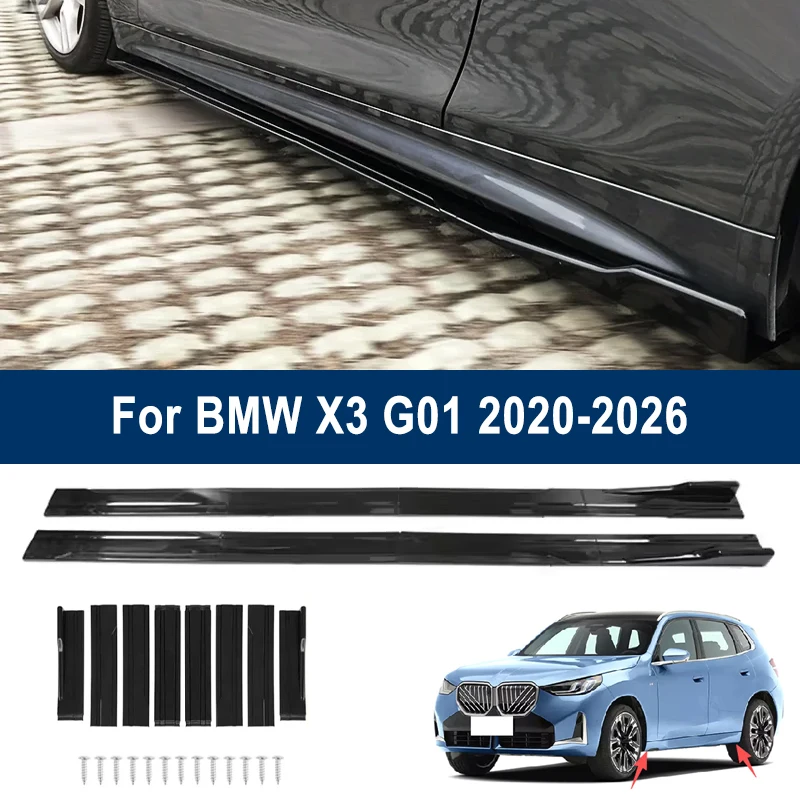 

For BMW X3 G01 2020-2026 2025 2024 Car Side Skirt Splitters Extended Side Spoiler Sport Body Kit Bumper Lip Modified Parts 8Pcs