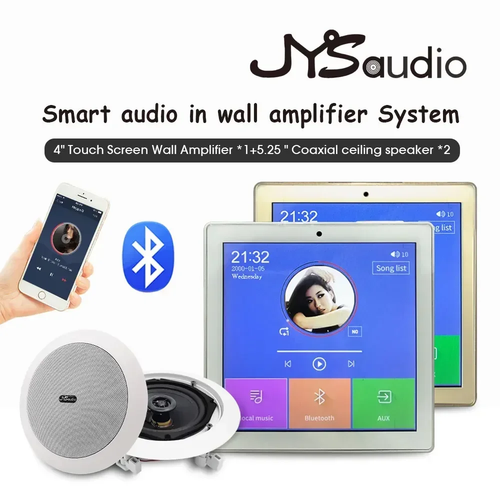 Amplificatore da parete Bluetooth Potente touch screen a 2 canali Amp Sistema audio Home Theater Altoparlante da soffitto stereo da 5 pollici residenziale