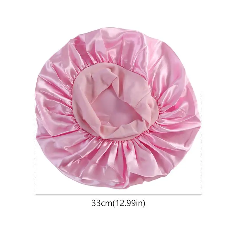 Women\'s Hair Caps Lined Silky Satin Bonnet Sleep Cap Adjust Head Cover With Band Beauty Salon Hair Care Hat Bathroom Accessories