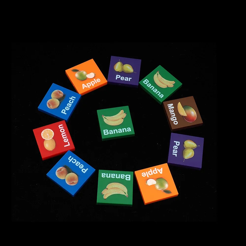 

MOC 10PCS Stacking 3068 Alphabet Teaching Brick Fruits Printed Pattern Building Blocks Toys Adults Boys Kids Holiday Gifts