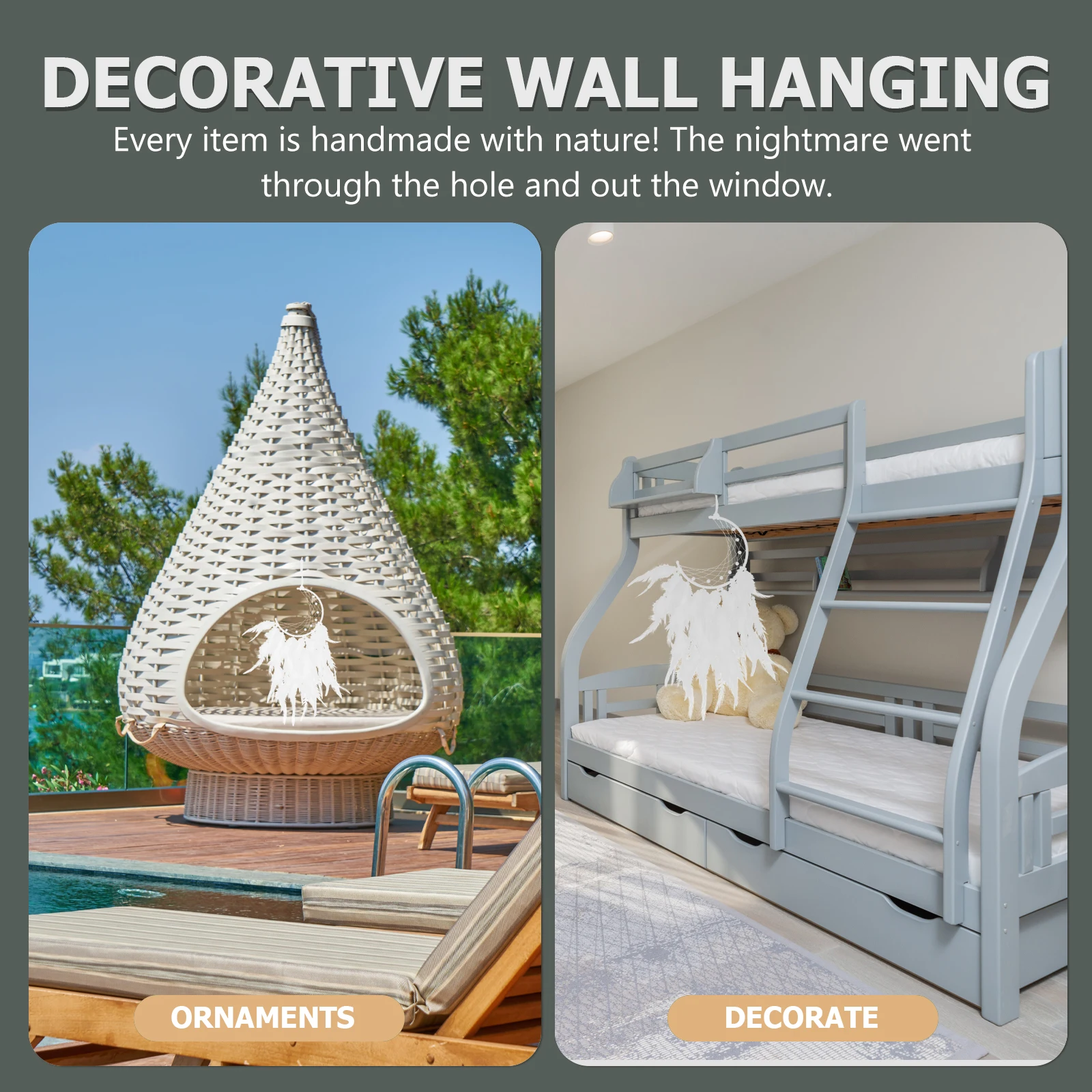 

1pc Moon Shape Dreamcatcher Pendant Decoration Bead Hanging Wall Room Ornament Creative Gift Wind Chime Hanging Decor