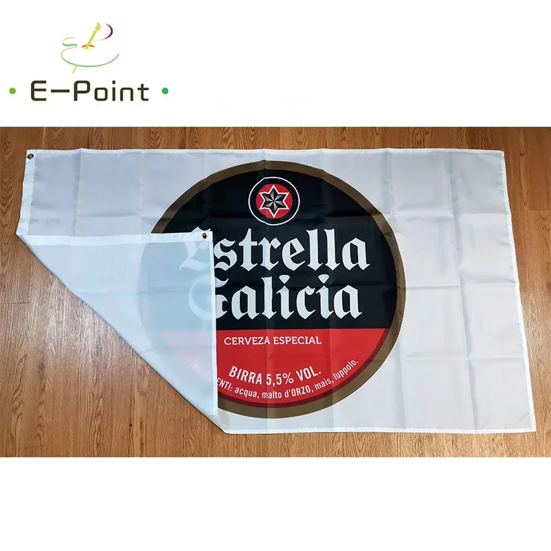 Estrella Galicia Beer Flag 3ft*5ft (90*150cm) Size Christmas Decorations for Home Flag Banner Indoor Outdoor Decor BER102