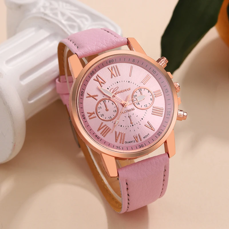 นาฬิกาสำหรับแฟชั่นสำหรับผู้หญิงสายหนังลำลองนาฬิกาข้อมือควอตซ์แบบเรียบง่ายสำหรับผู้หญิงนาฬิกาข้อมือชุดเดรส reloj mujer