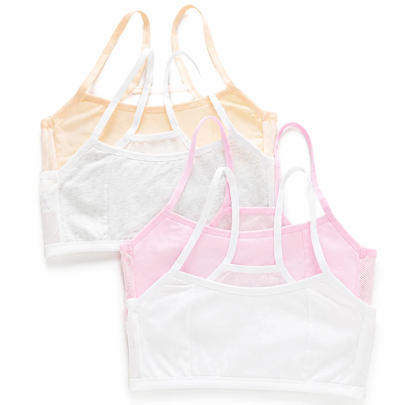 3pc Cotton Girl Sport Brassiere Child Underwear Adolescent Training Bra Breathable Teen Top Student With Thin Padded Cotton Bra