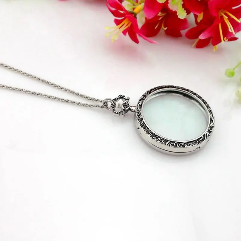 Decorative Necklace Magnifying Glass Retro 6x Reading Magnifier Pendant For Women Sweater Long Chain Jewelry Gift