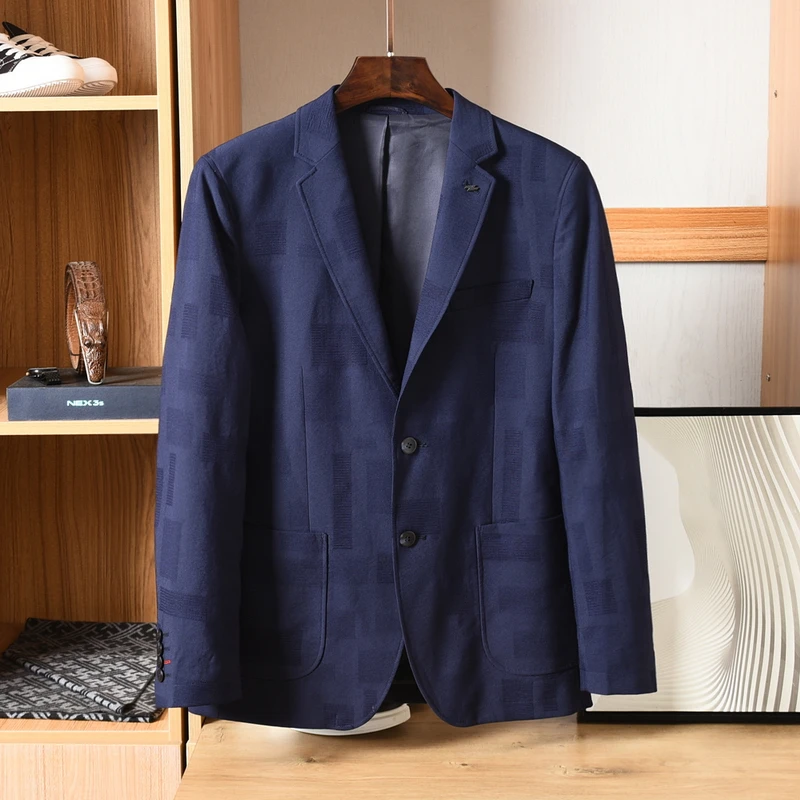 

Повседневный удобный мужской легкий роскошный весенний костюм Faion с узором темно-синего цвета, облегающий деловой повседневный костюм