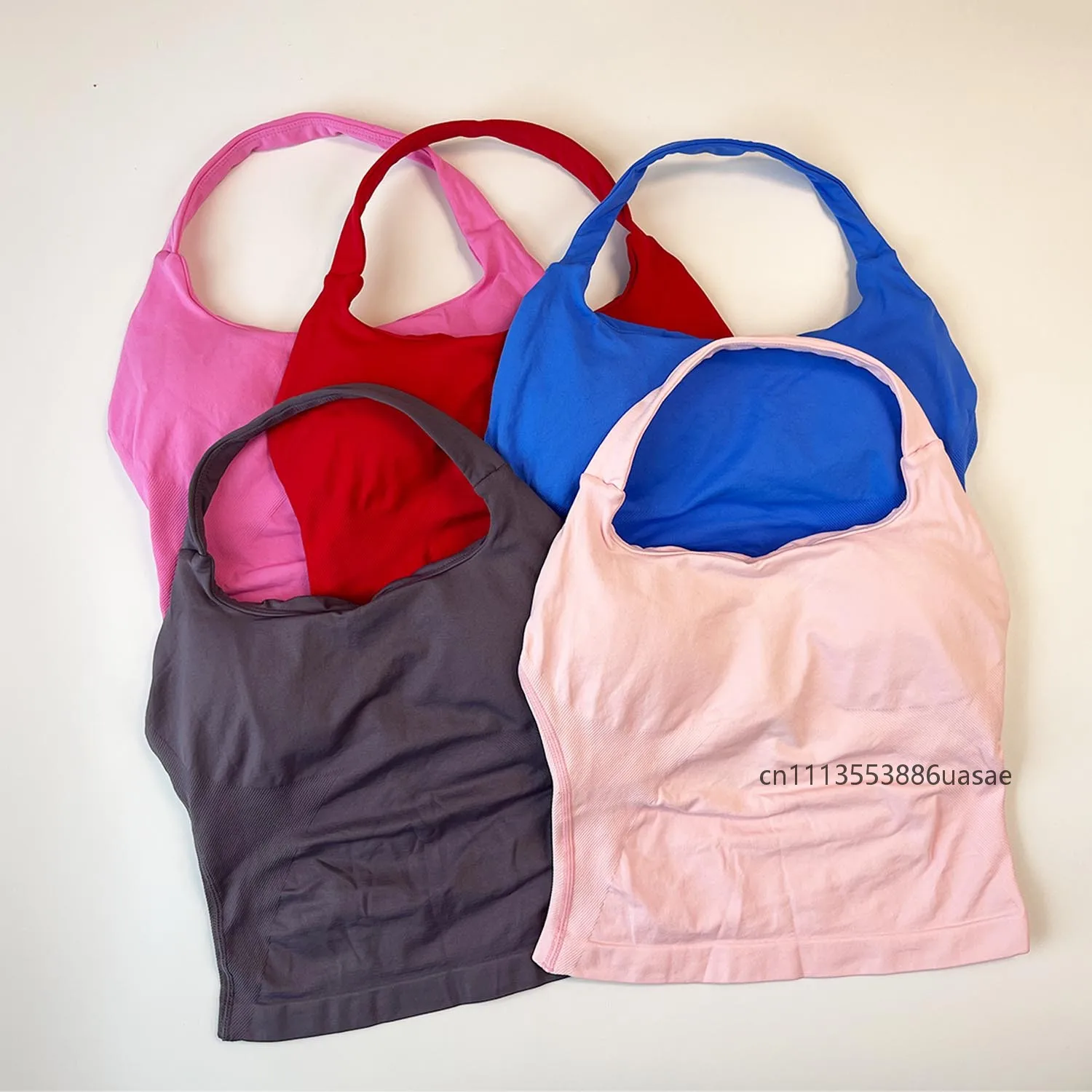 

Impact Halter Top Women's Wide Strap Push-Up Sports Bra Backless Yoga Tank Top Seamless Fitness Workout Activewear Gym Clothes