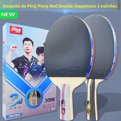 raquette-de-tennis-de-table-dhs-double-happiness-serie-trois-Etoiles-h3002h3006-poignee-droite-double-face-anti-gomme-equipement-de-fitness